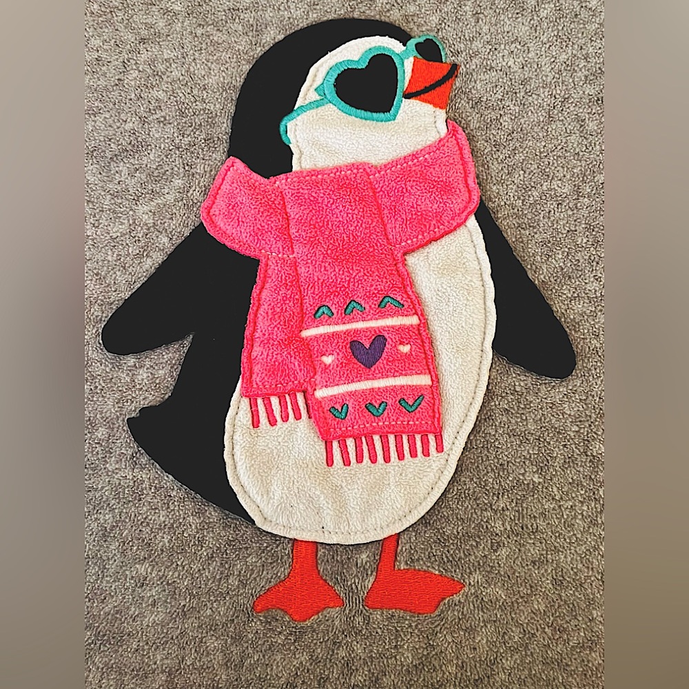 Carter’s penguin Heather gray appliqué long sleeve NWOT pink 💗scarf/sunglasses